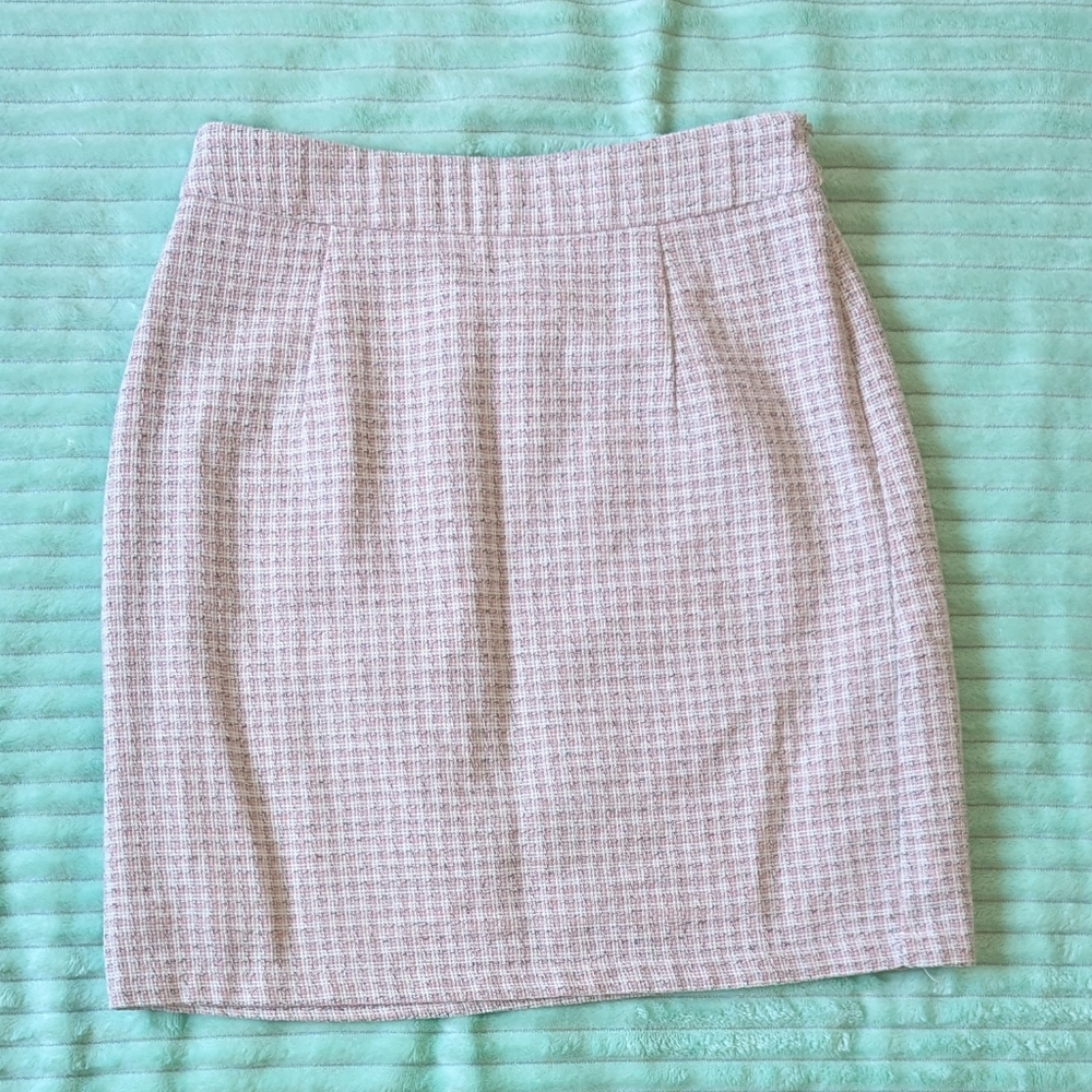 Paper Crane Light Pink Plaid Textured Mini Skirt Size Small